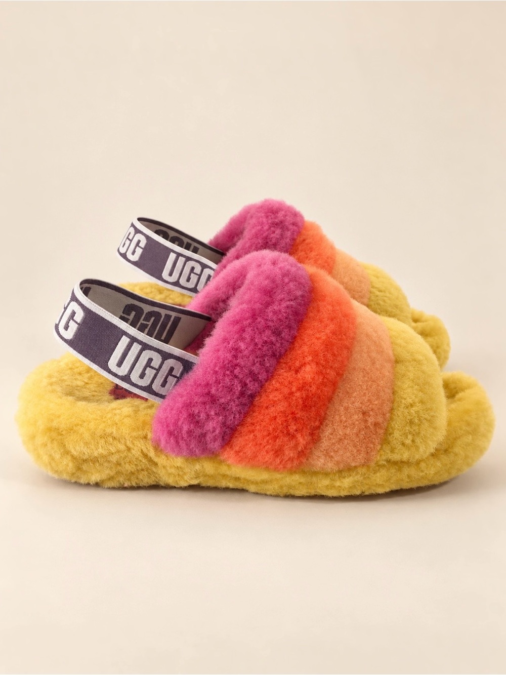 UGG Fluff Yeah Pride Rainbow Sheepskin Slides